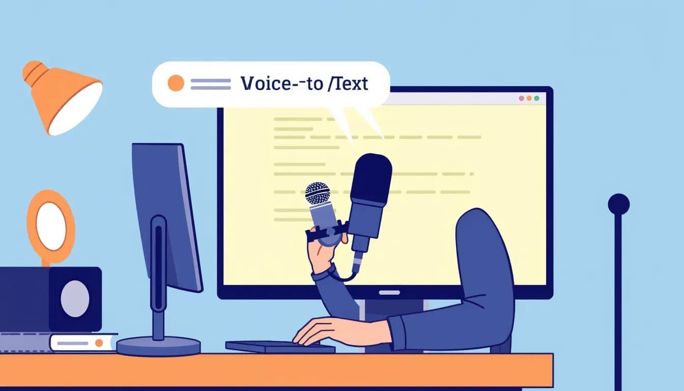 Podcaster using voice-to-text to create show notes while recording