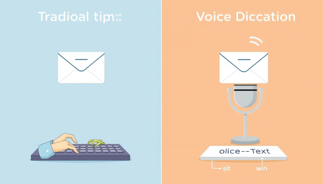 Comparison of typing vs dictation for emails