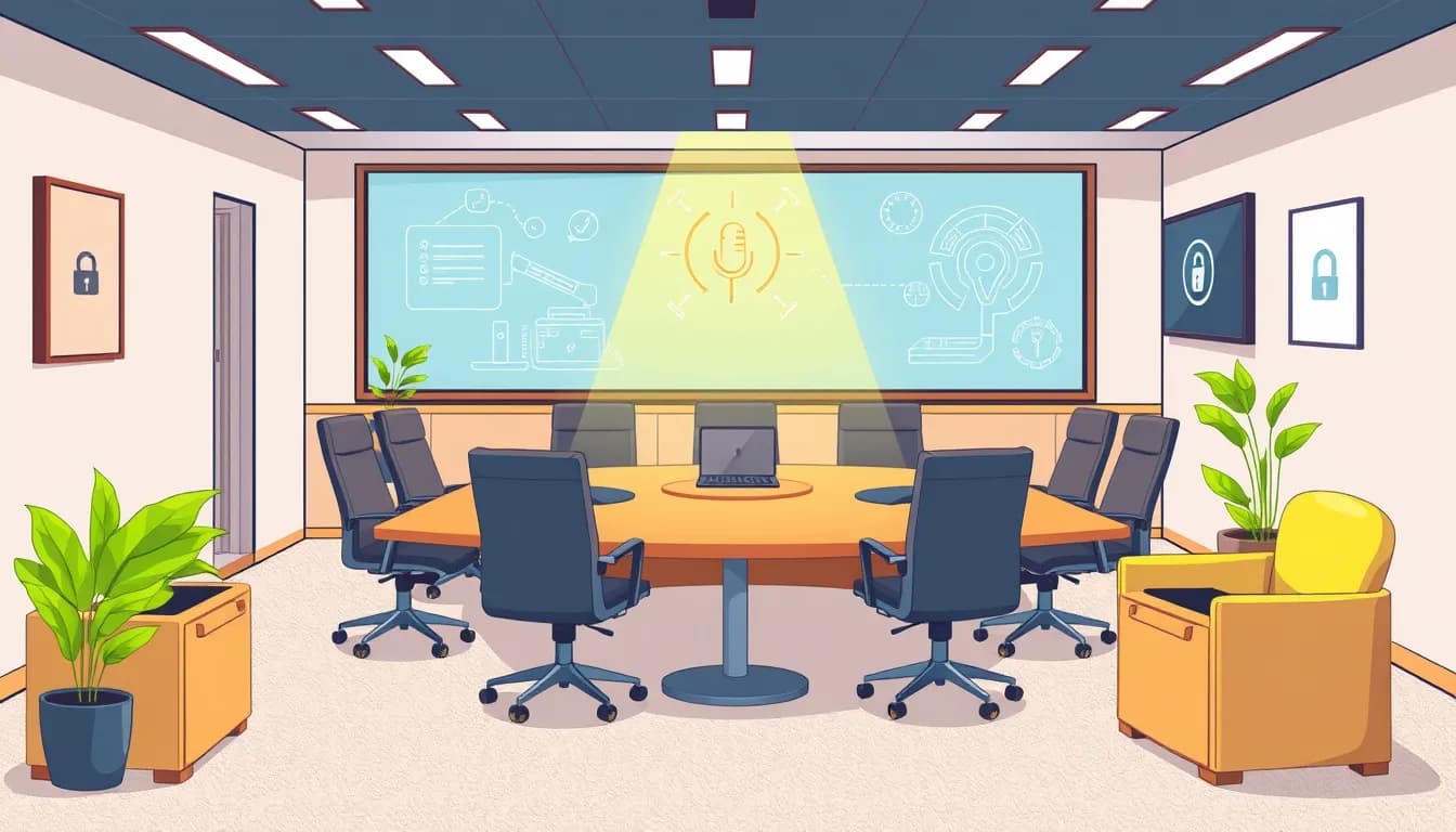 Secure corporate meeting room with voice privacy features