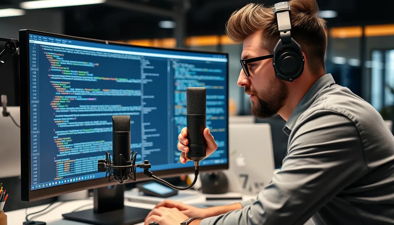 Developer using voice commands for coding