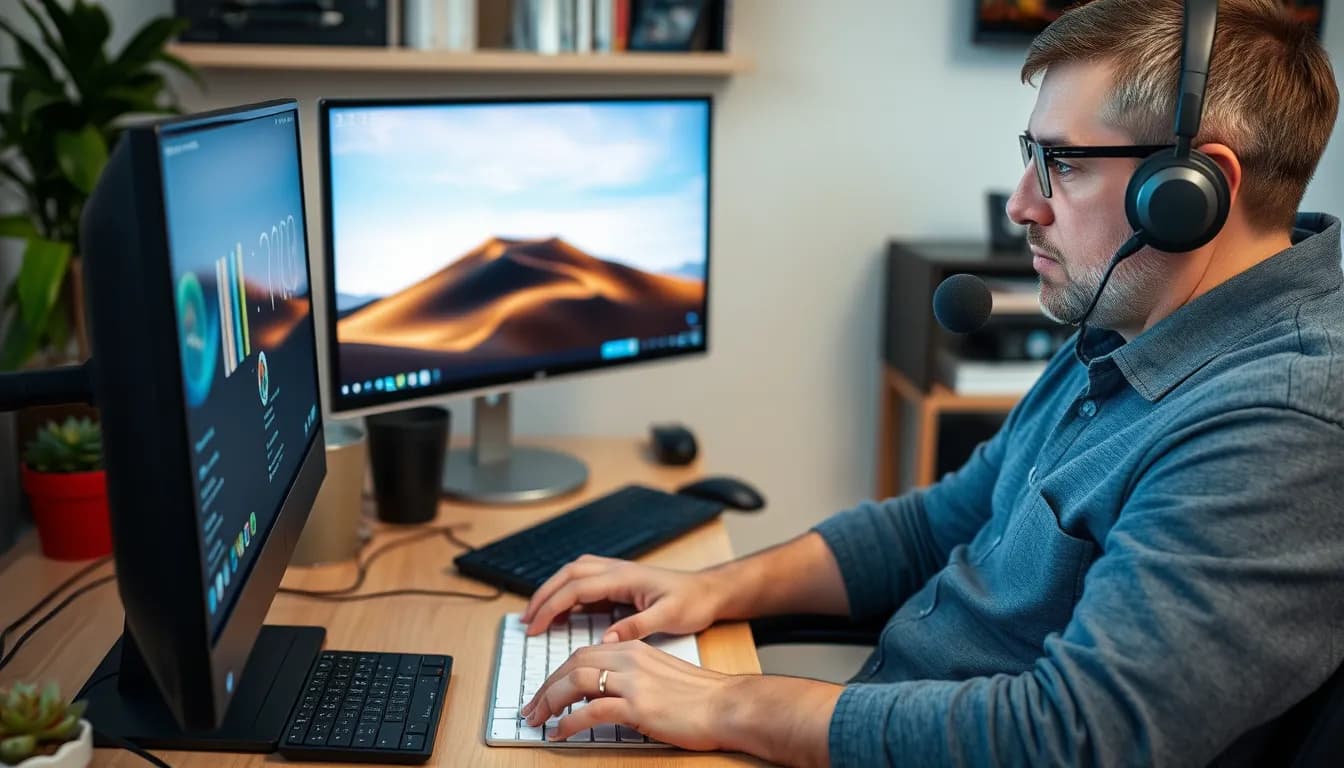 Person with disability using voice control for remote work