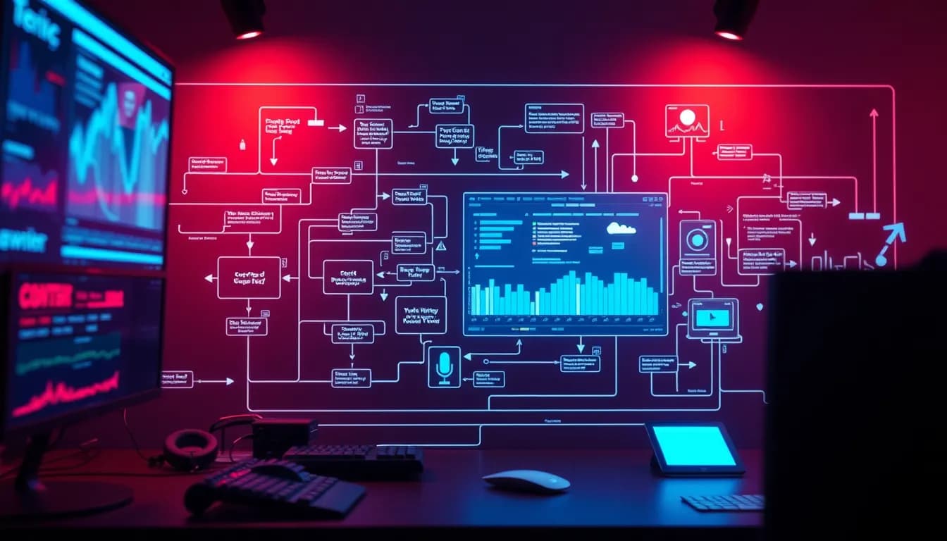 Creative workflow with voice input technology showing content creation process