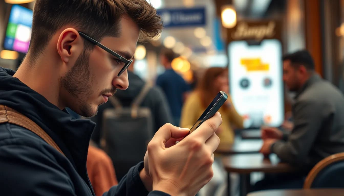 Person using voice input on smartphone in challenging environment