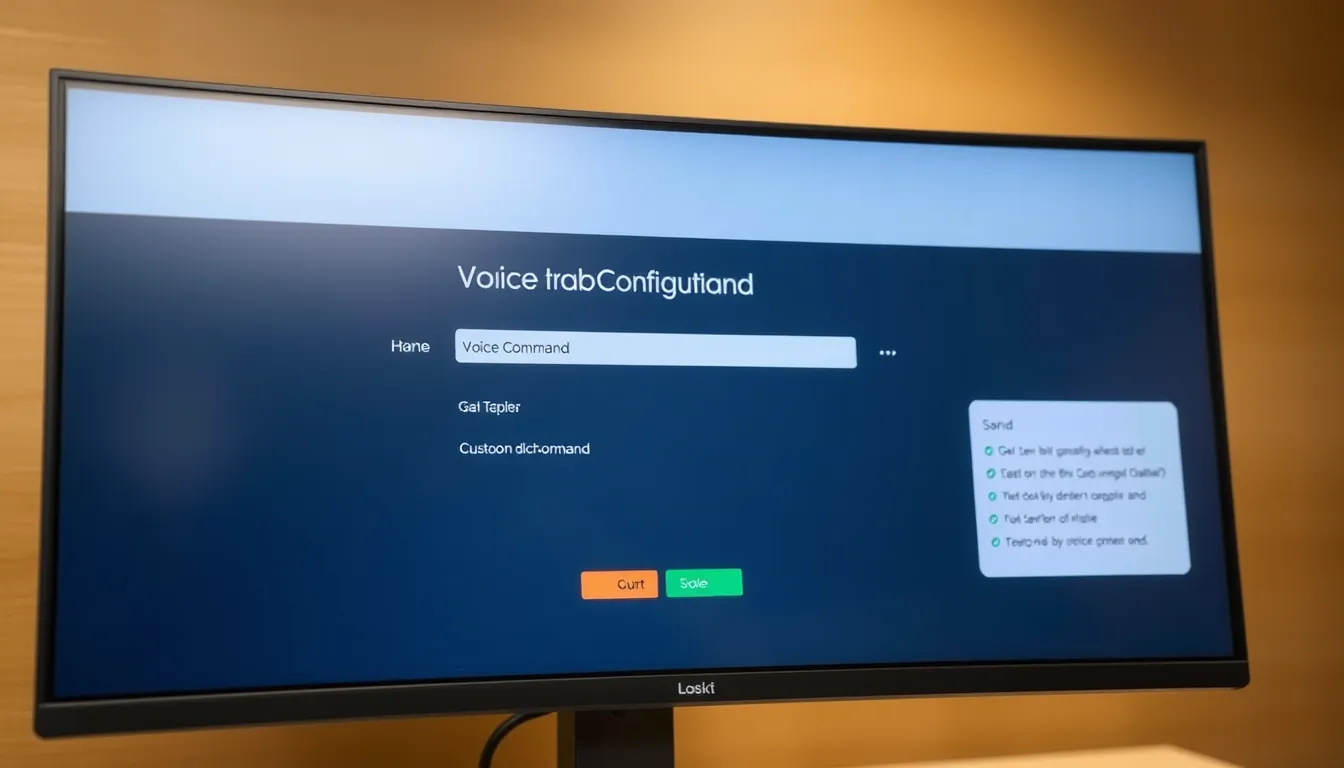 Interface showing custom voice command configuration