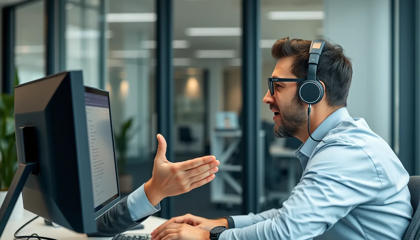Professional managing email with voice commands