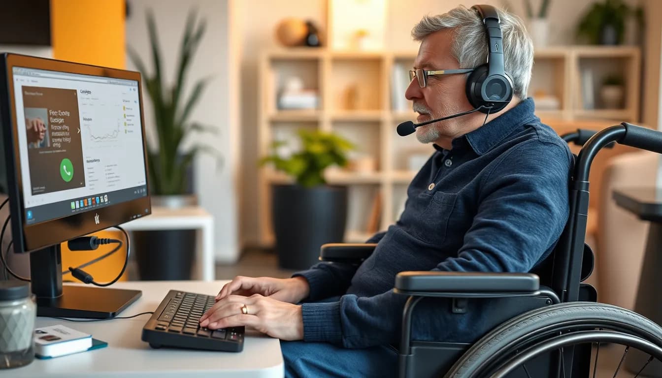 Person with disability using voice technology for digital access