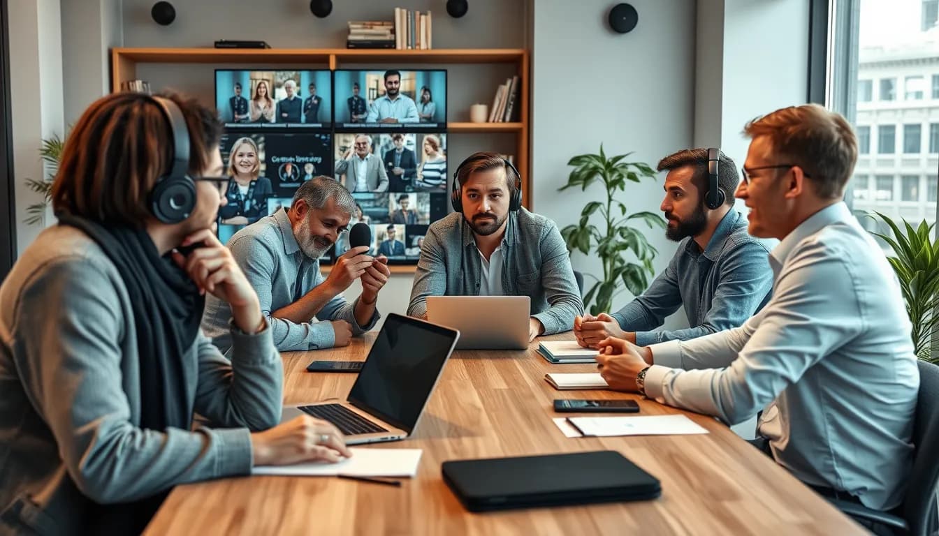 Editorial team using voice technology to collaborate on stories