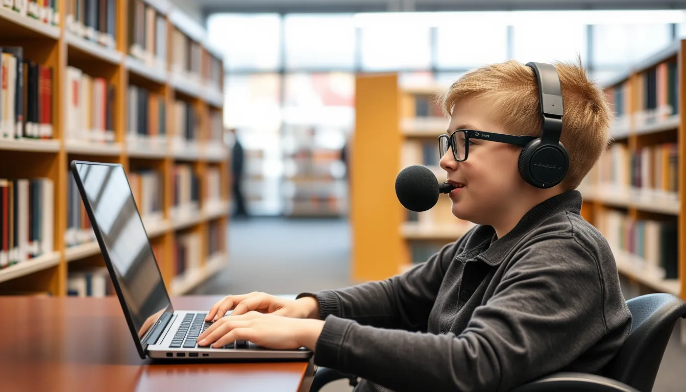 Student with disability using voice recognition software